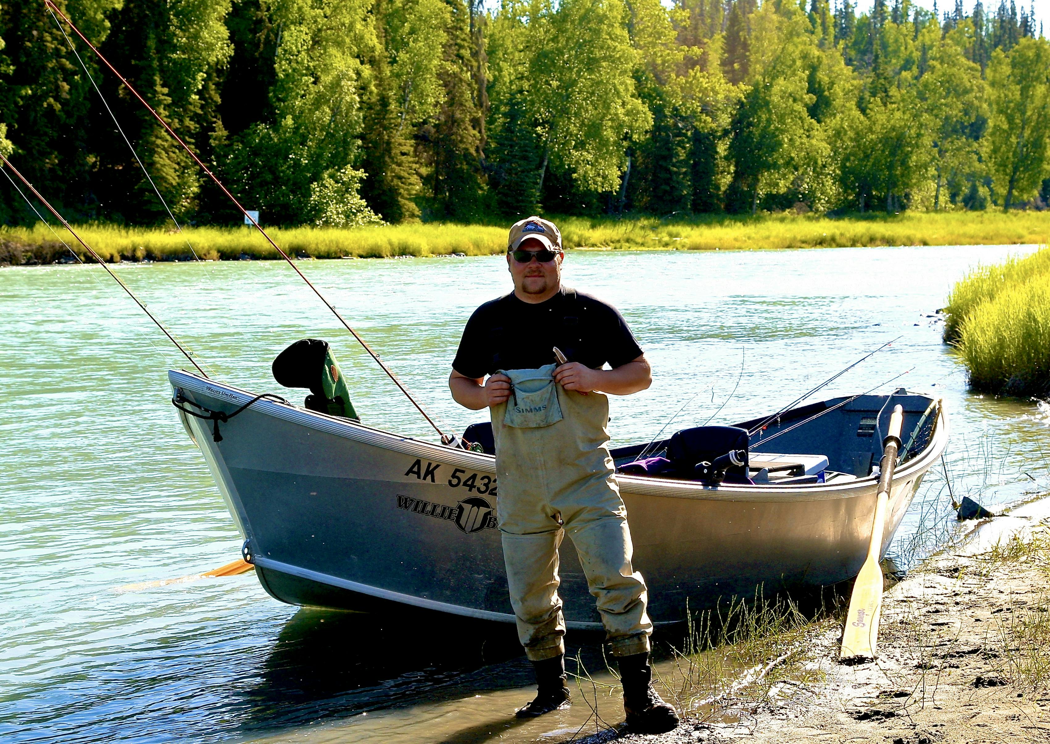 Guided fresh water fishing trip by Drift boat on glacier-fed river