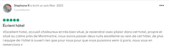 Avis client sur l'Hôtel Migny Opéra Montmartre à Paris