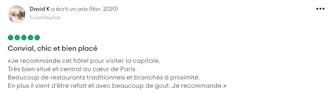 Témoignage client satisfait à l'Hôtel Migny Opéra Montmartre