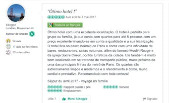 Avis hôtel sur TripAdvisor