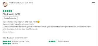 Positive review of Hôtel Migny Opéra Montmartre in Paris