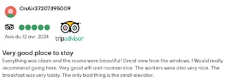 Positive TripAdvisor review of Hôtel Migny Opéra Montmartre