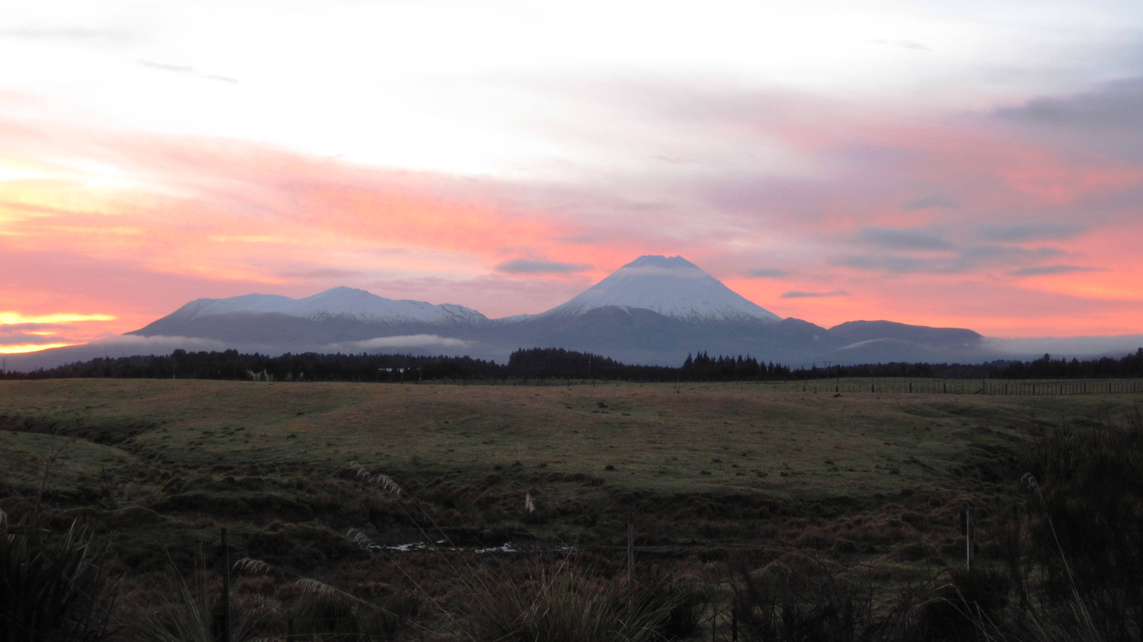 Ngauruhoe & Tongariro with a winter pink sunset