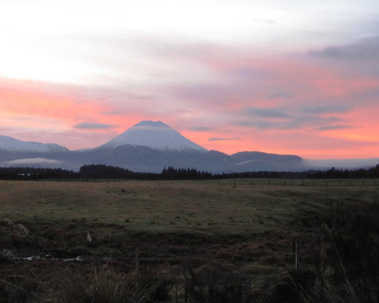 Ngauruhoe & Tongariro with a winter pink sunset