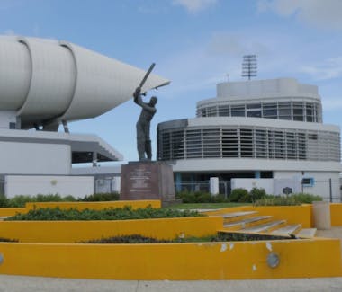 The Garfield Sobers statue standing before the Kensington Oval