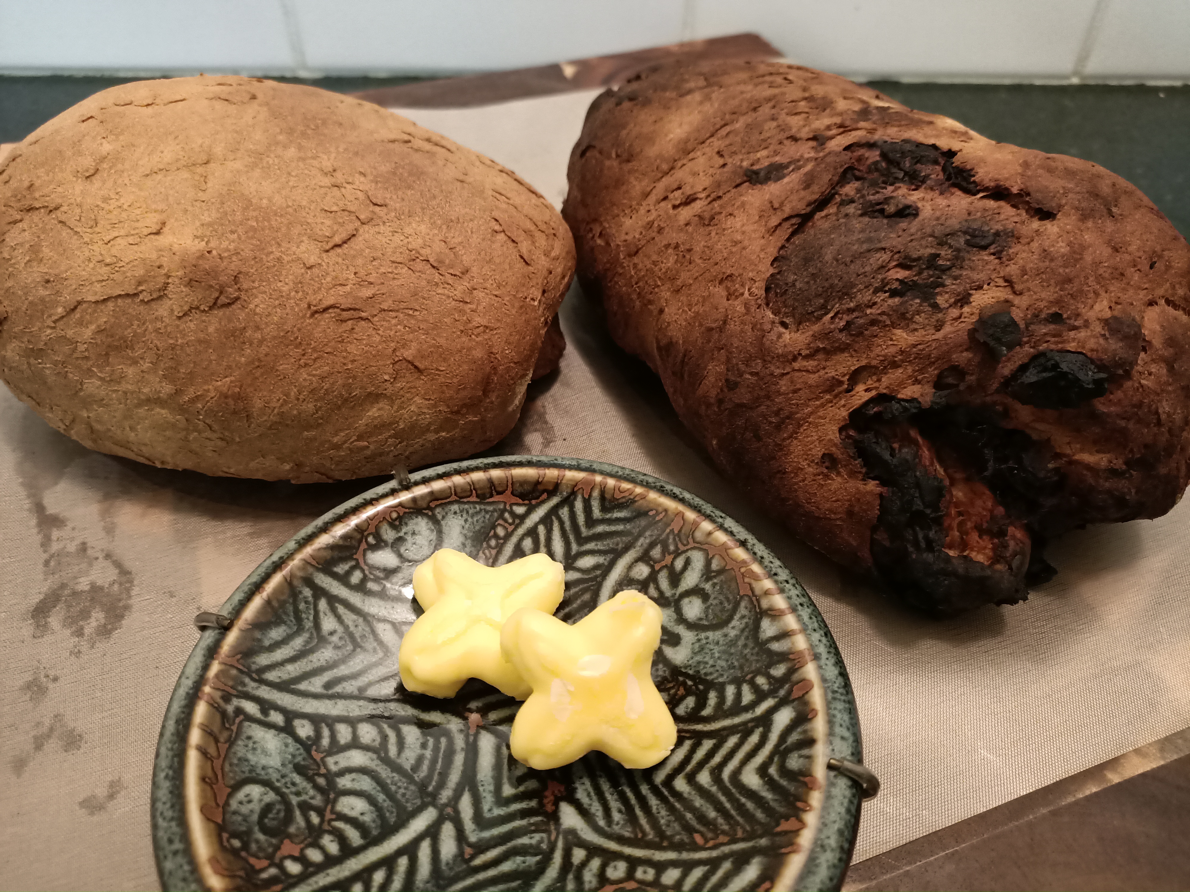 Homemade fruit breads and butter pats at Beaumaris Beach Guest House.
