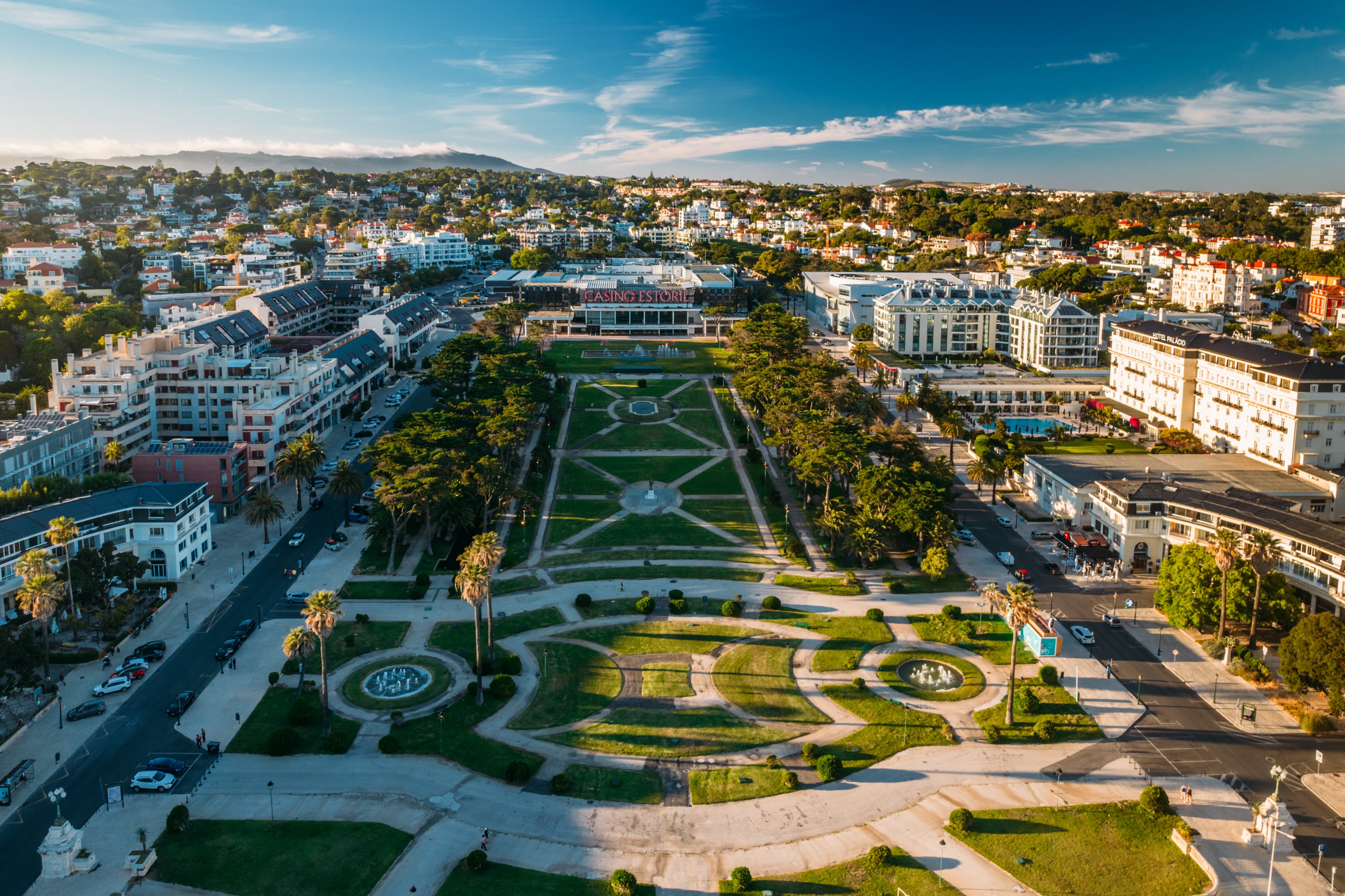 Exterior and gardens of Casino Estoril, Europe's largest casino, situated within walking distance of Hotel São Mamede.