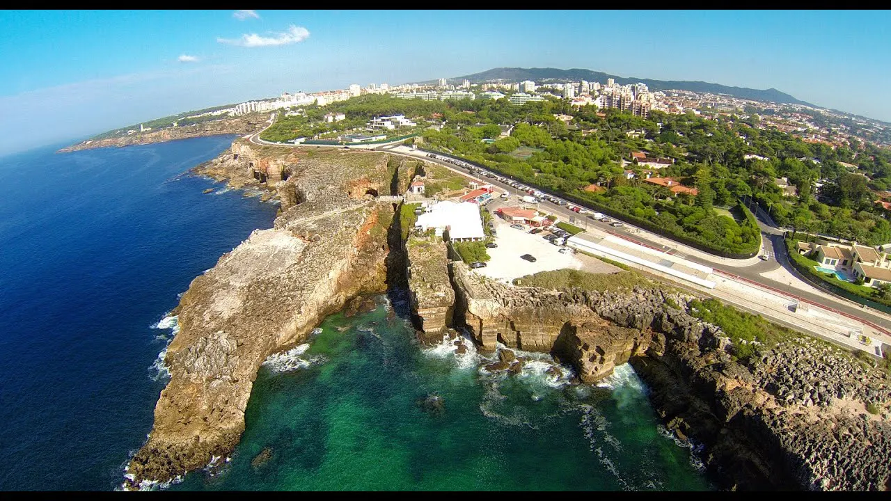 The dramatic Boca do Inferno rock formation in Cascais, showcasing the power of the Atlantic Ocean.