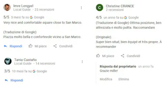 Feedbacks Reviews Casa Carlo Goldoni