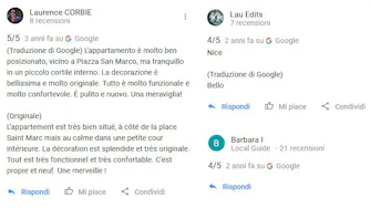 Feedbacks Reviews Casa Carlo Goldoni
