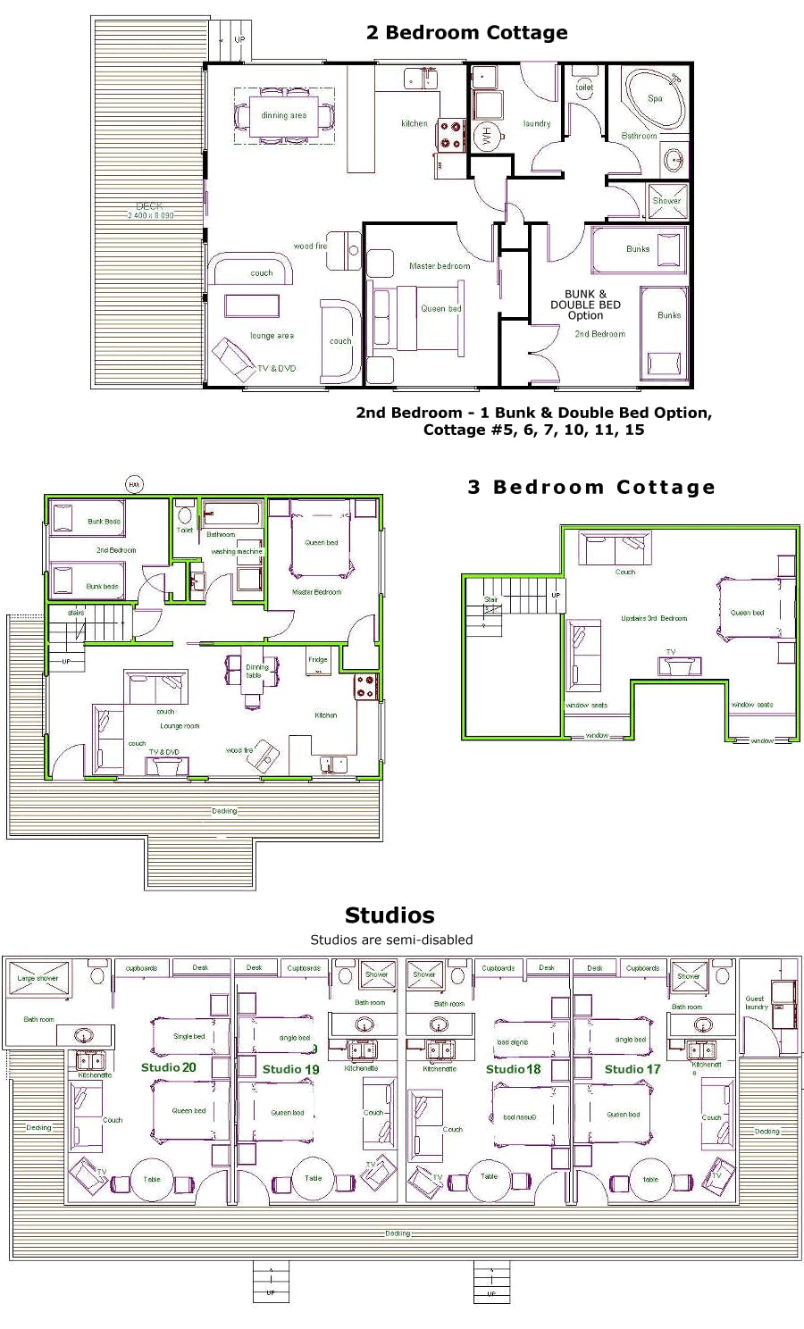 Floor Plans Upper Murray Cottages