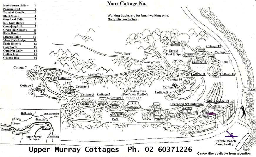 Upper Murray Cottages Property Map