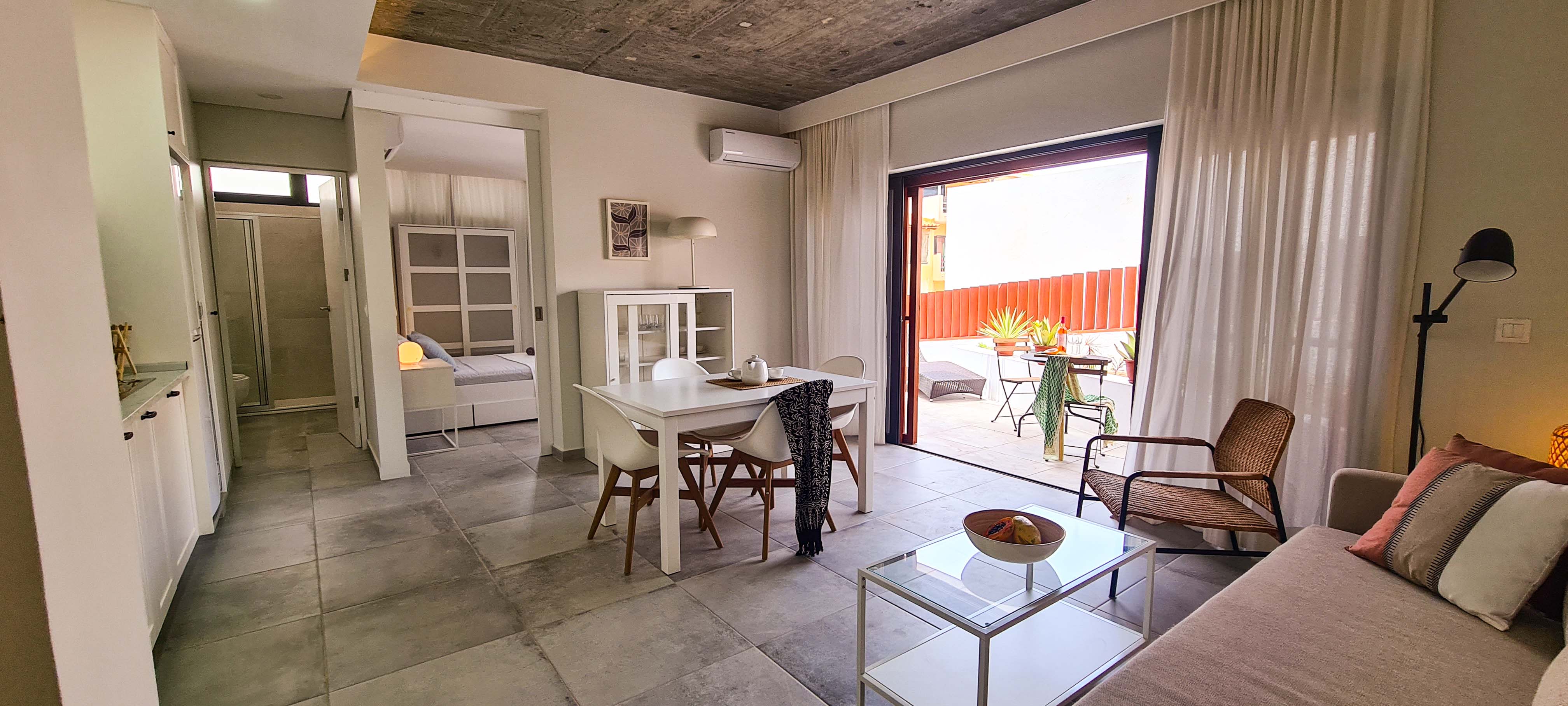 Papaya Apartments Sal Island Cabo Verde, terrace apartment sitting room