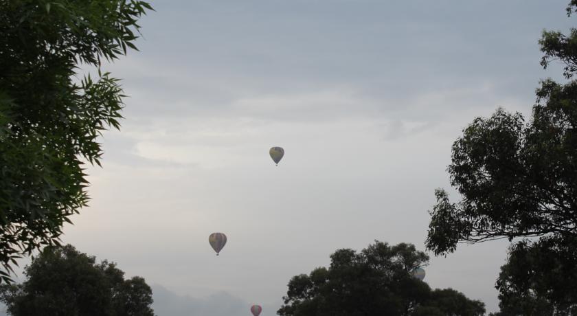 Hot Air Balloons floating over Woodlane Cottages