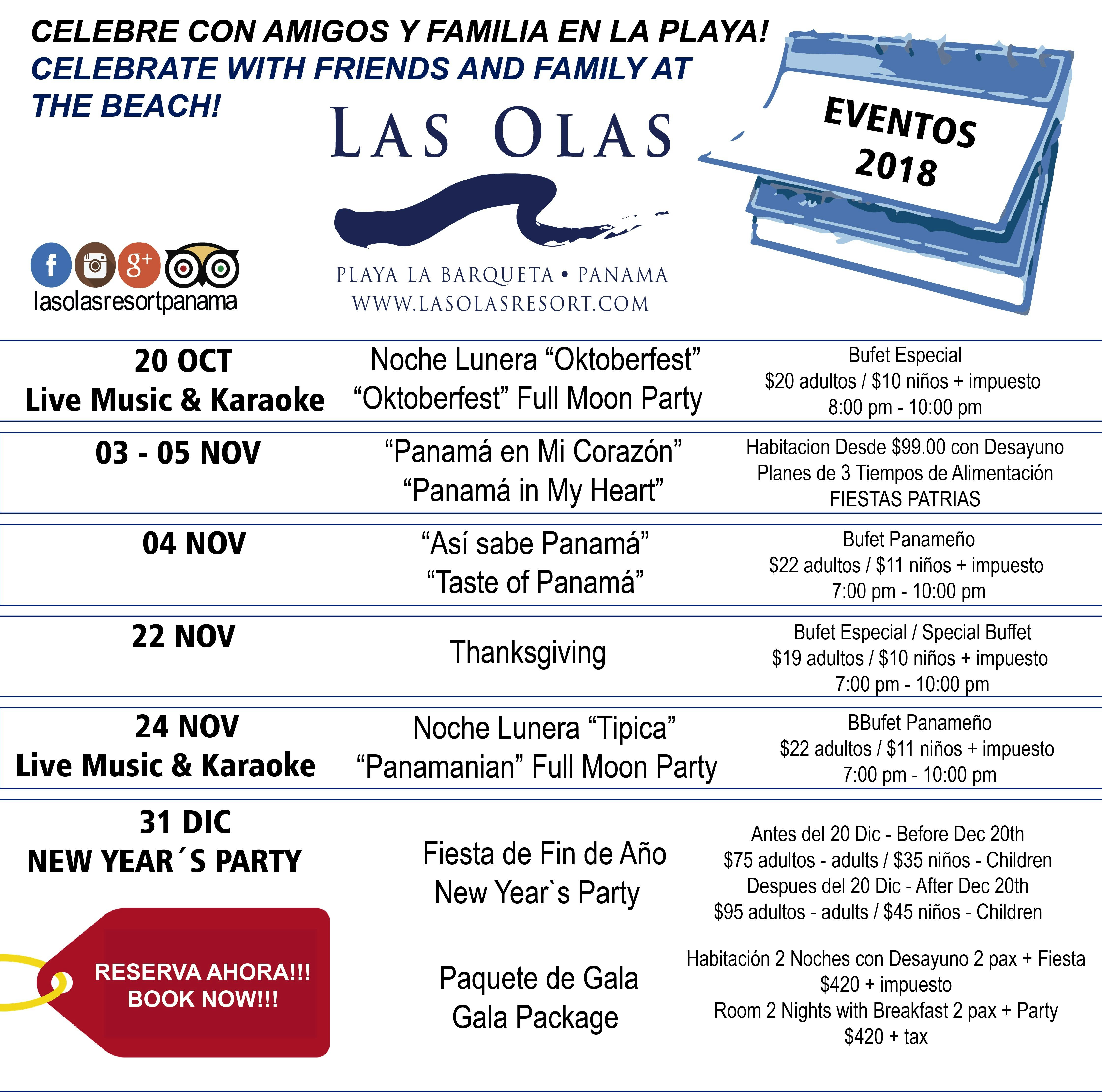 Event Calendar Las Olas Resort