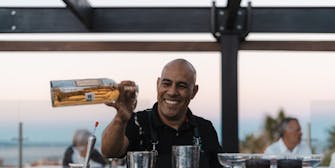 bartender in La vista rooftop bar and restaurant at Aventuras Hotel in Loreto Bay Baja
