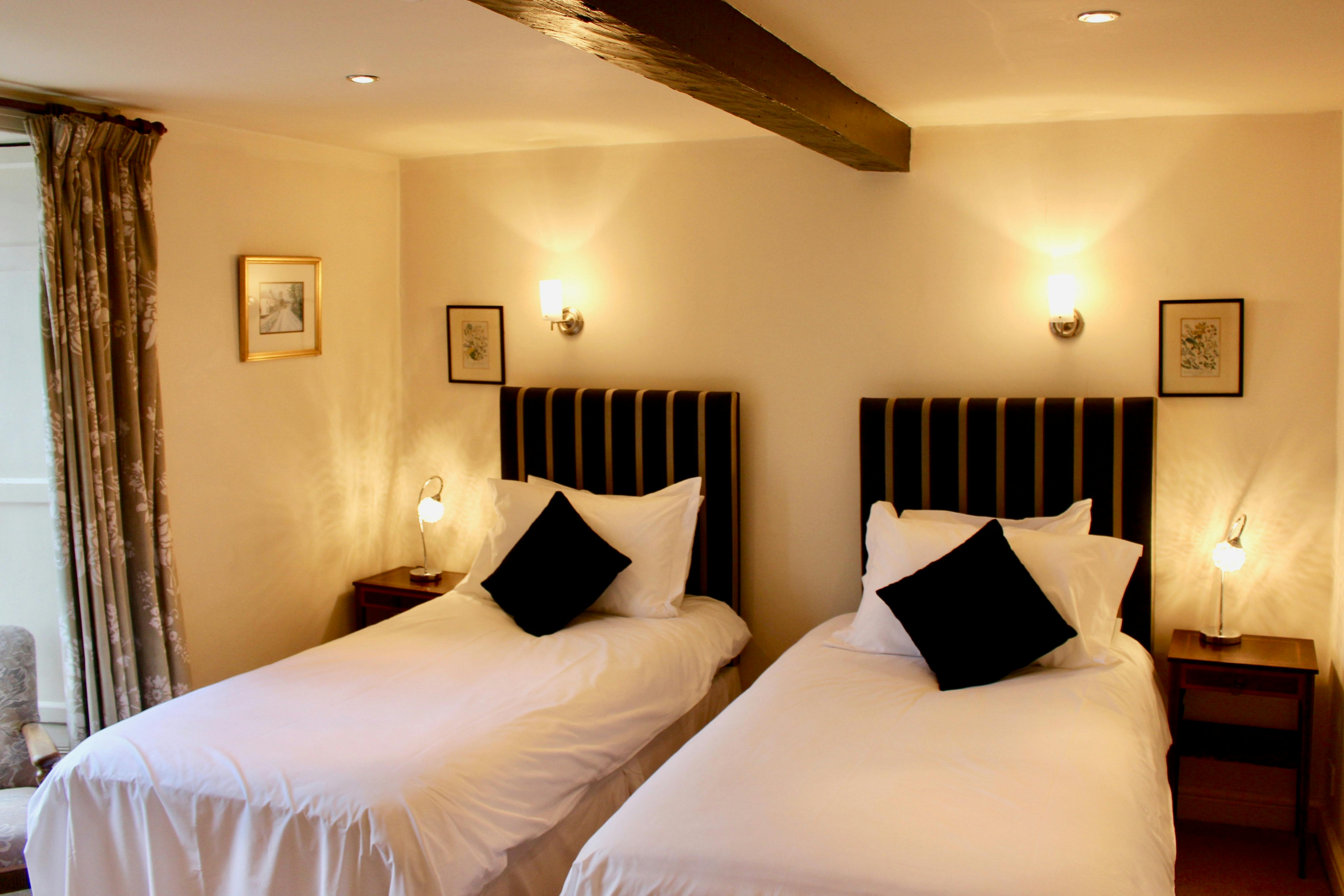 Twin bedroom at The Wensleydale Hotel, Middleham, offers boutique accommodation in the heart of the Yorkshire Dales