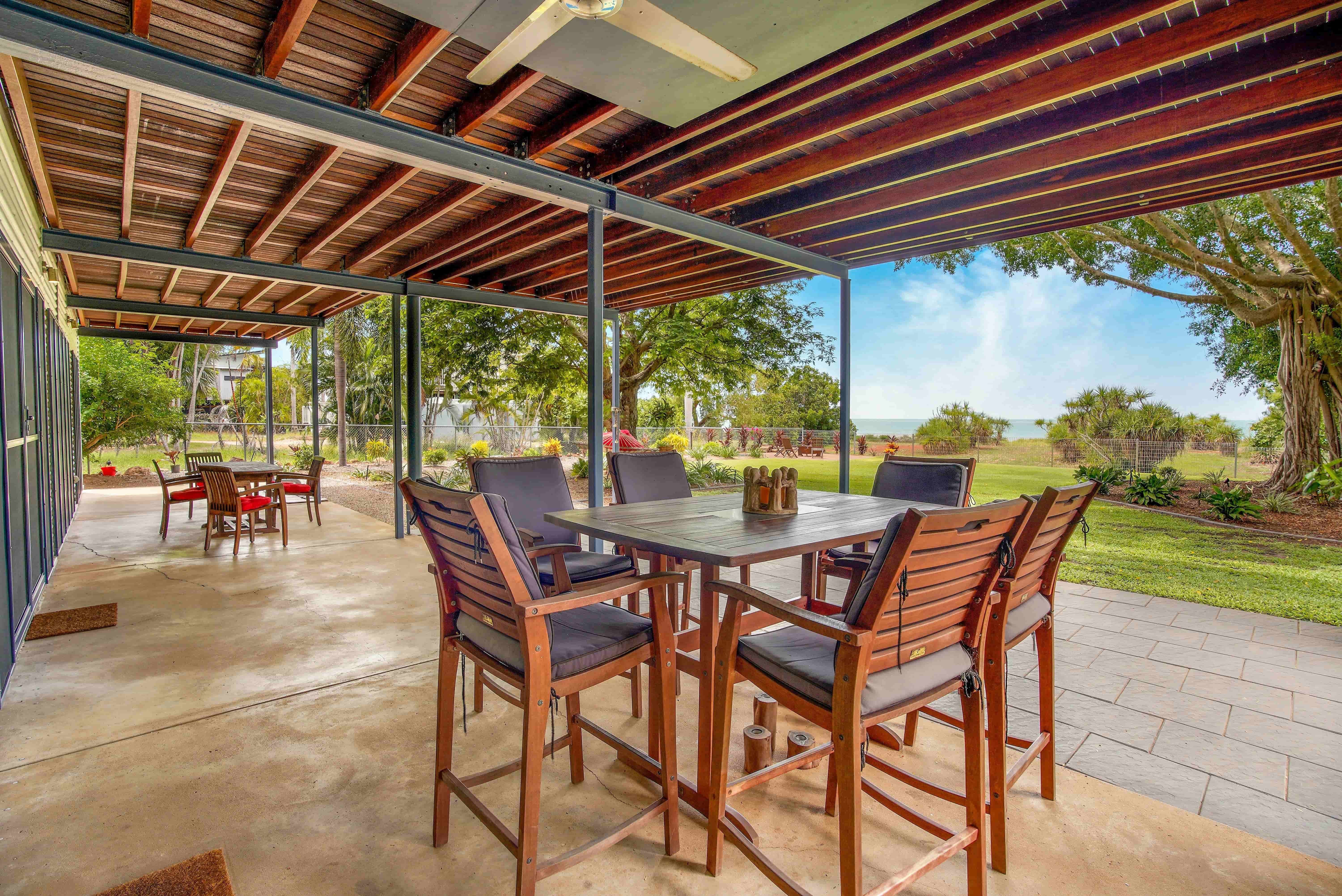 Sheltered Undercover Veranda with Sea Views