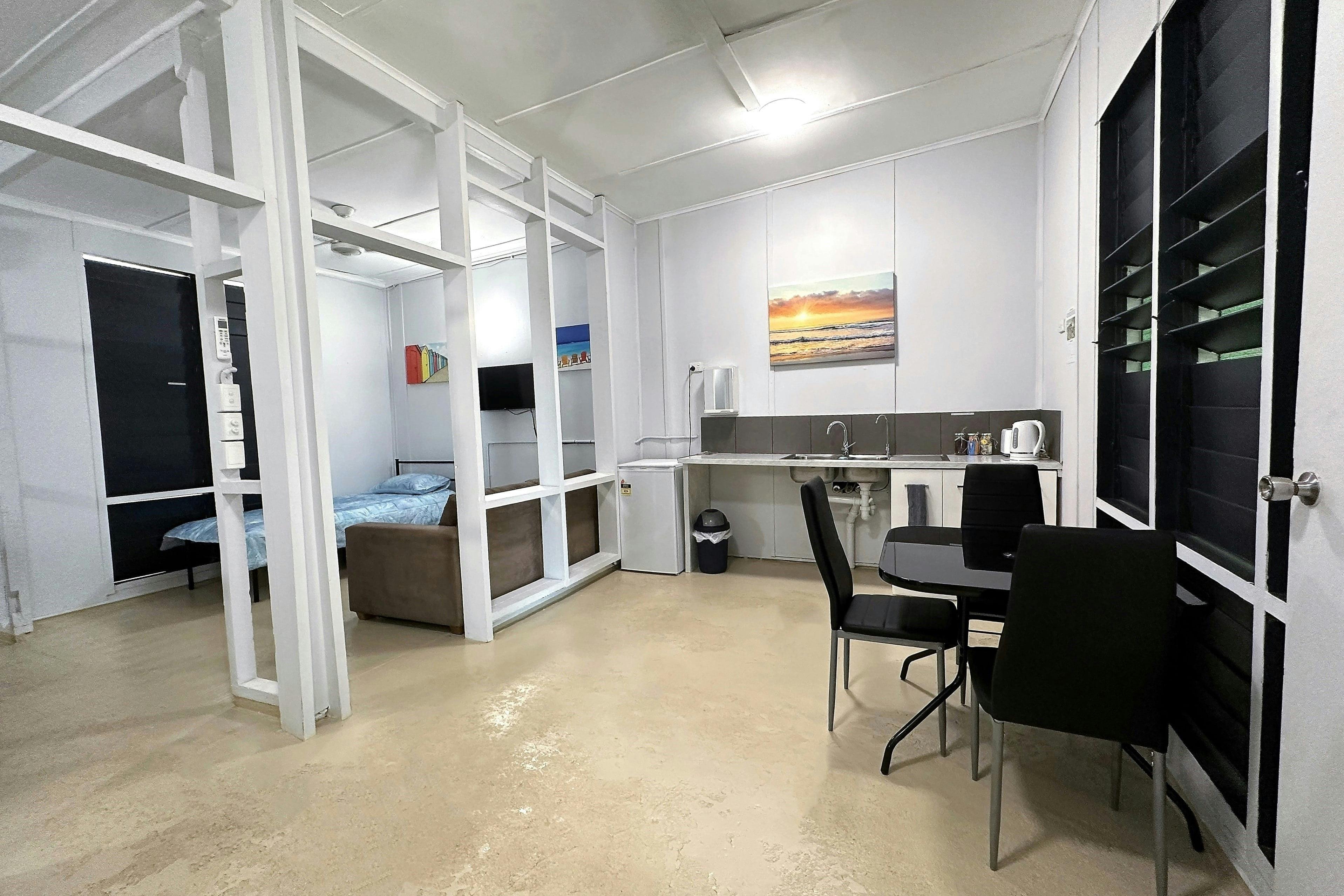Self-Contained Unit at Golden Sands Retreat, Wagait Beach, NT, Dining Room and Kitchenette