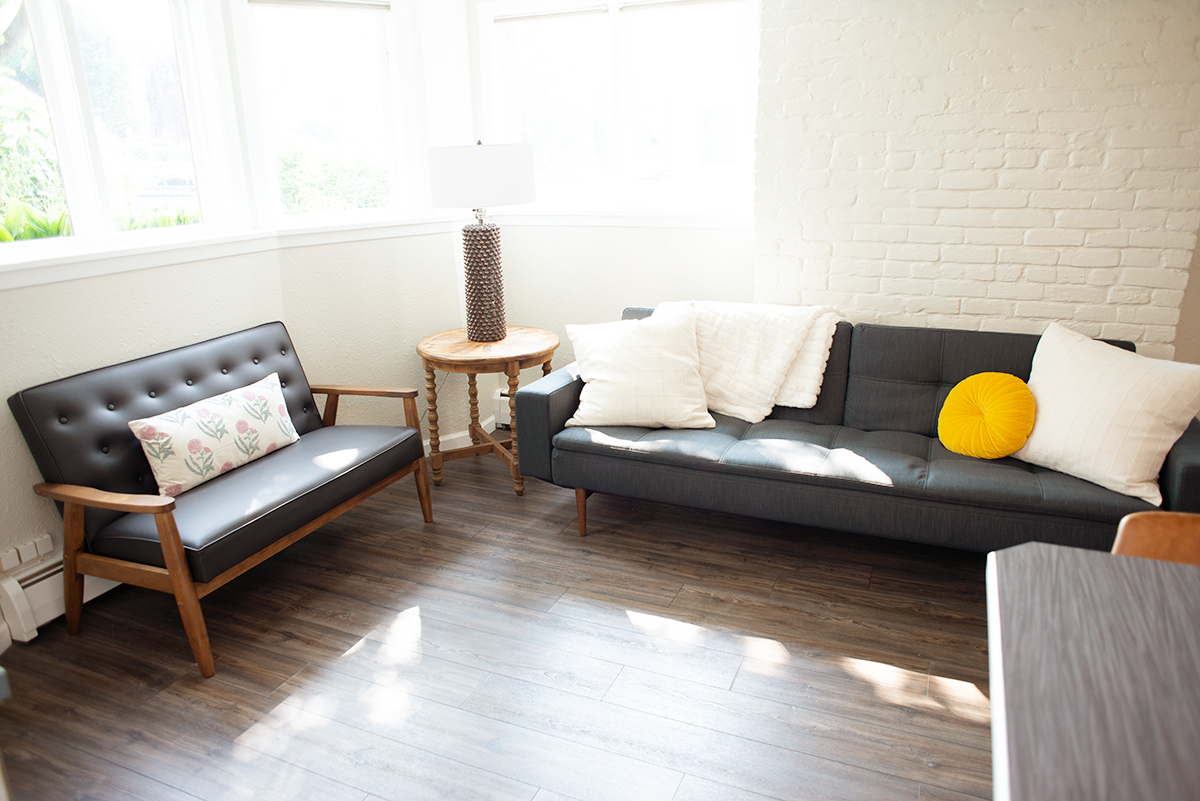 Two bedroom, two bathroom daylight basement with laundry facilities.