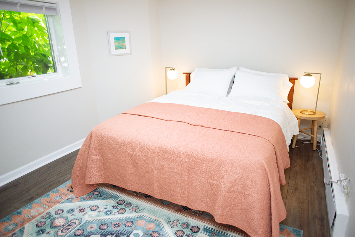 Two bedroom, two bathroom daylight basement with laundry facilities.