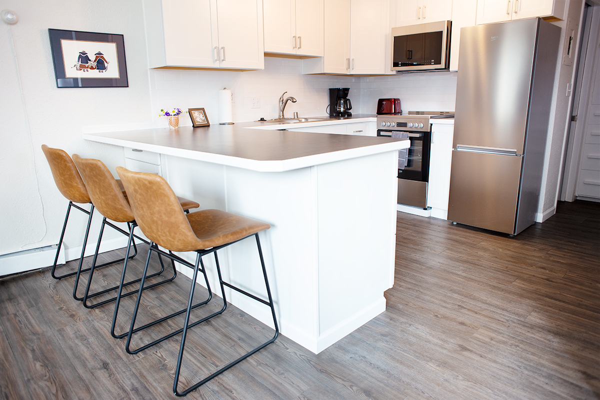 Two bedroom, two bathroom daylight basement with laundry facilities.