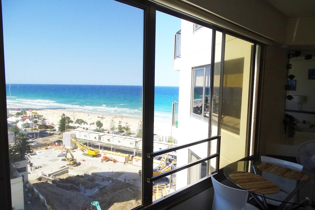 studio apartment with ocean view, surfers paradise beach, gold coast beach, queensland, australia