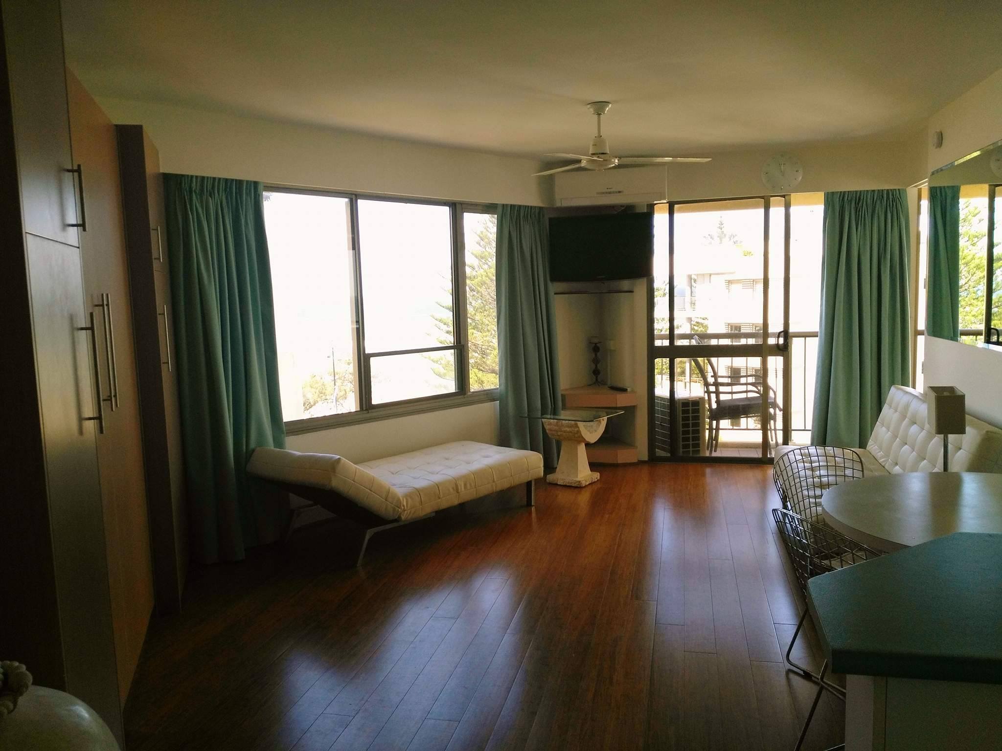 one bedroom apartment with ocean view, surfers paradise beach, gold coast beach, queensland, australia