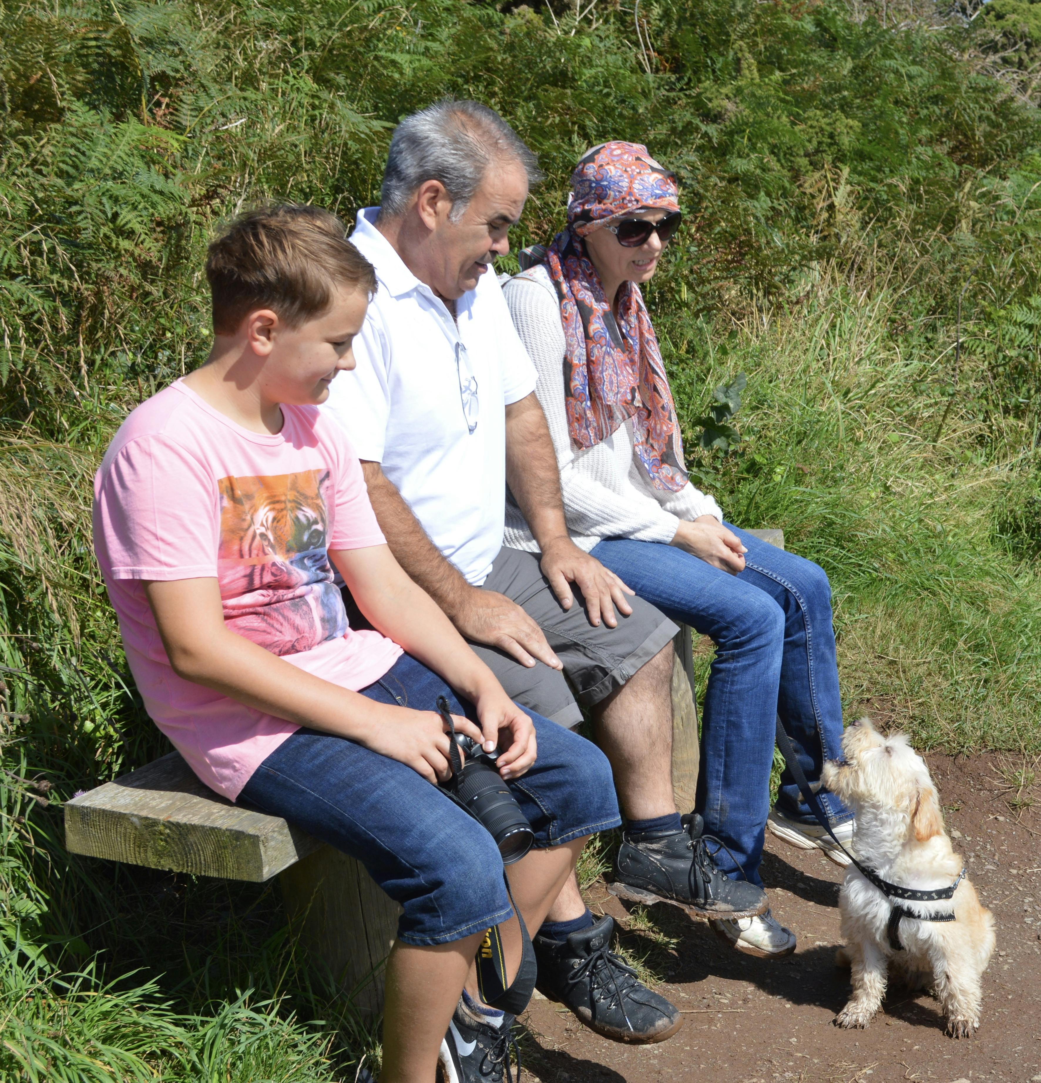 The family at Hythe with Bertie the dog