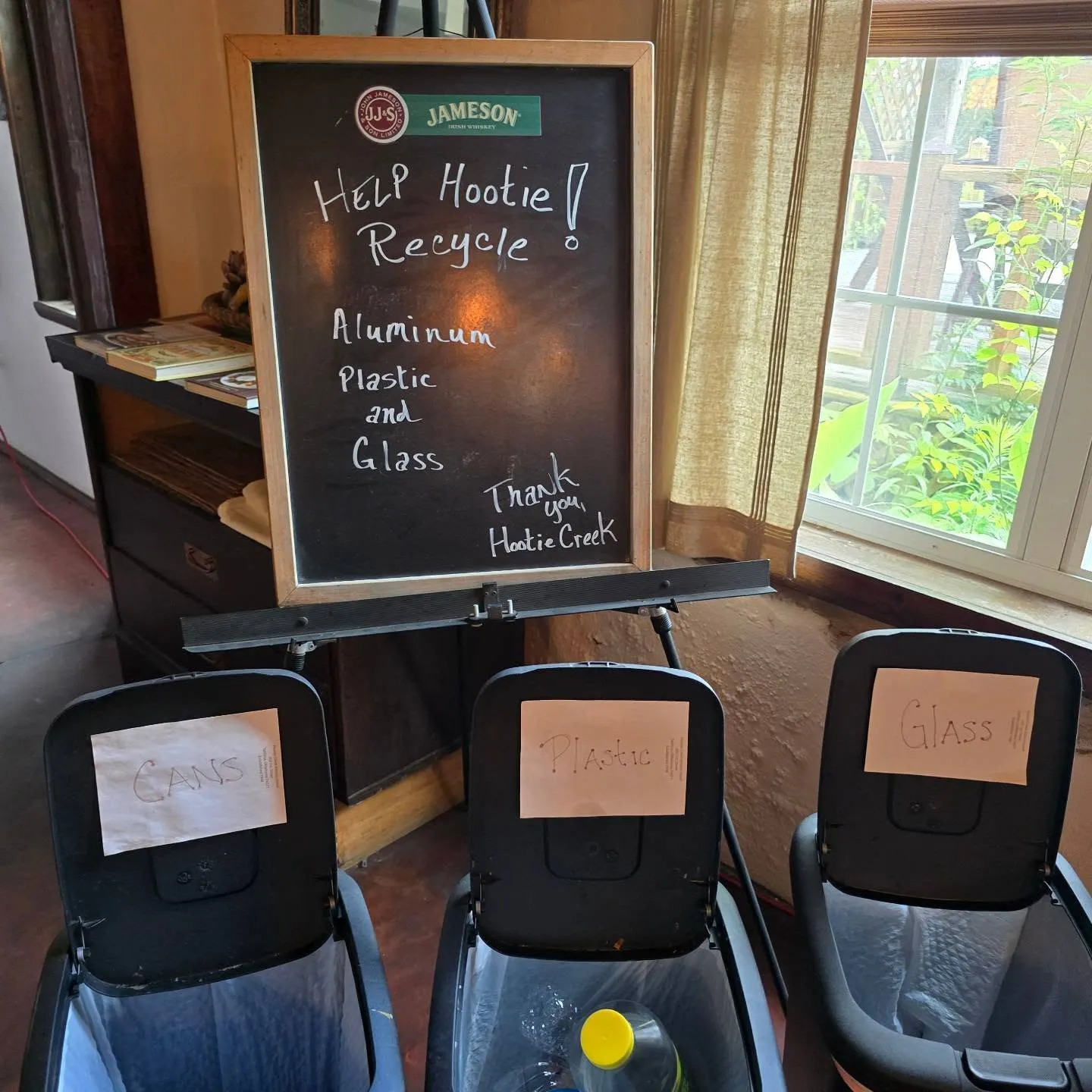 Recycling drop-off in the old cafe common area, please help us be green.