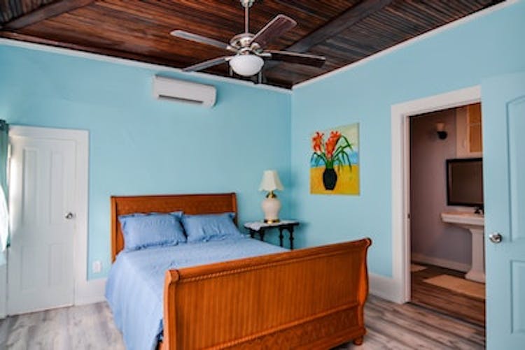 Caribbean Room; Roku TV, mini split, Queen bed with attached bathroom. Sleeps 2