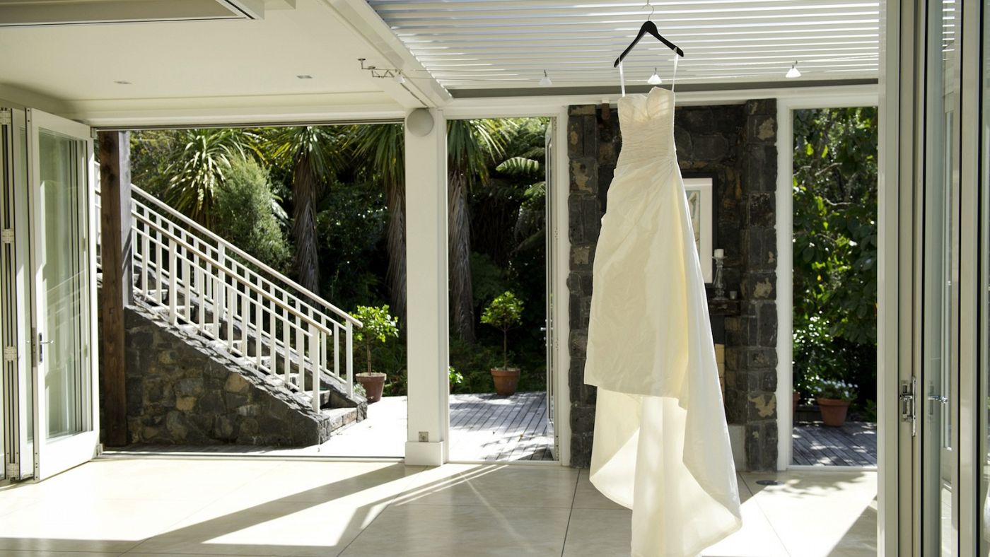 Wedding dress ready to be put on - 970 Lonely Bay Lodge