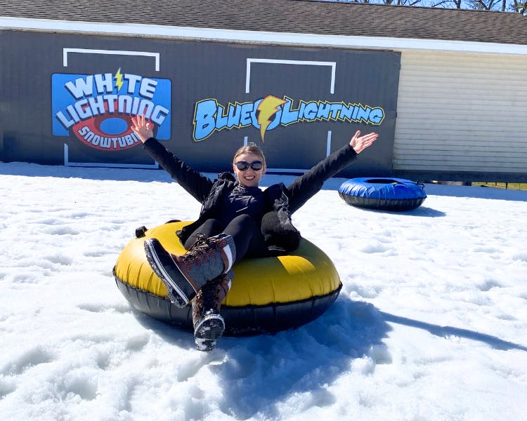 Enjoy thrilling outdoor adventure in the snow in the mountains at Pocono Mountain Villas at White Lightning Tubing.