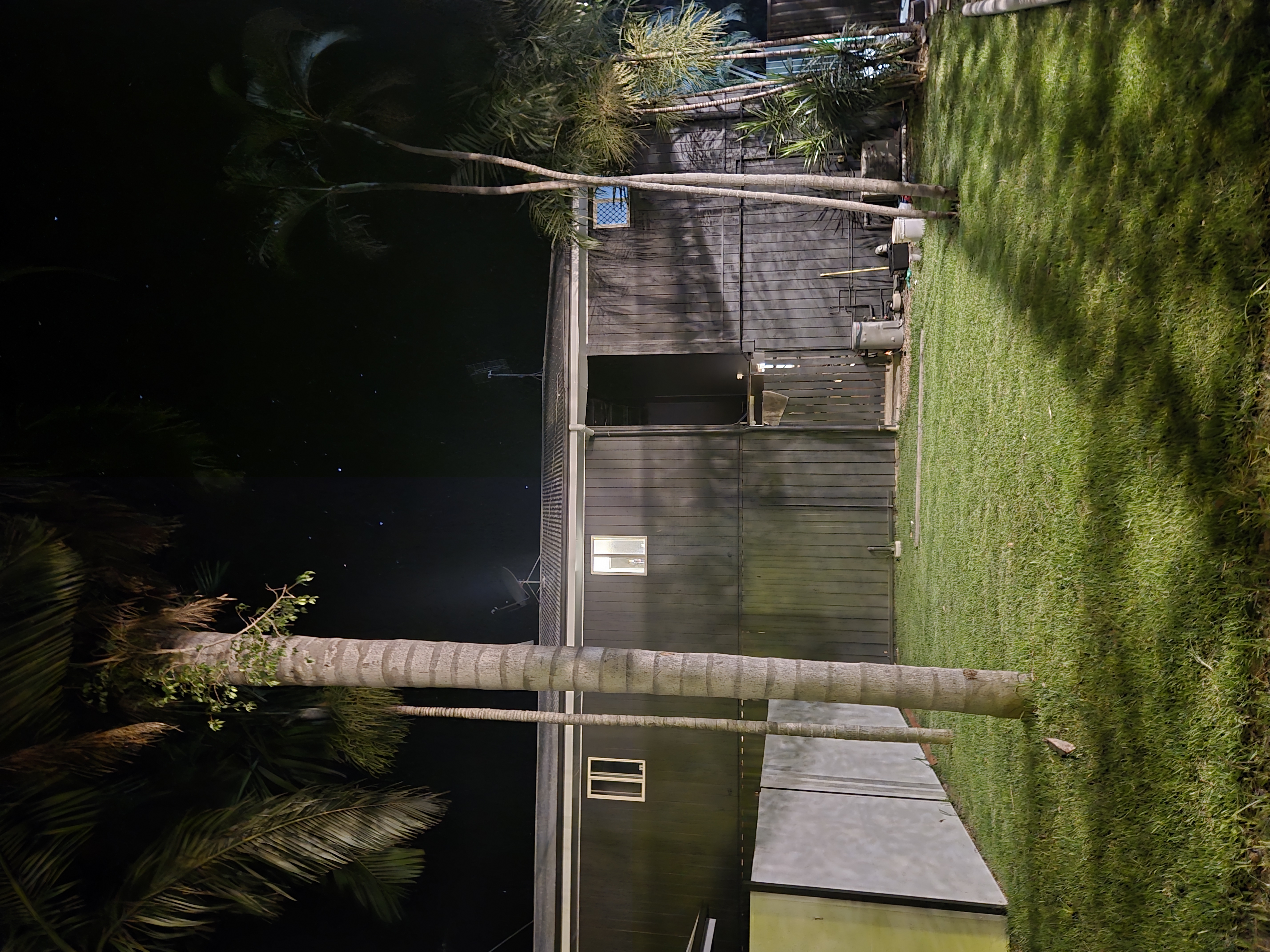 motel backyard space at night