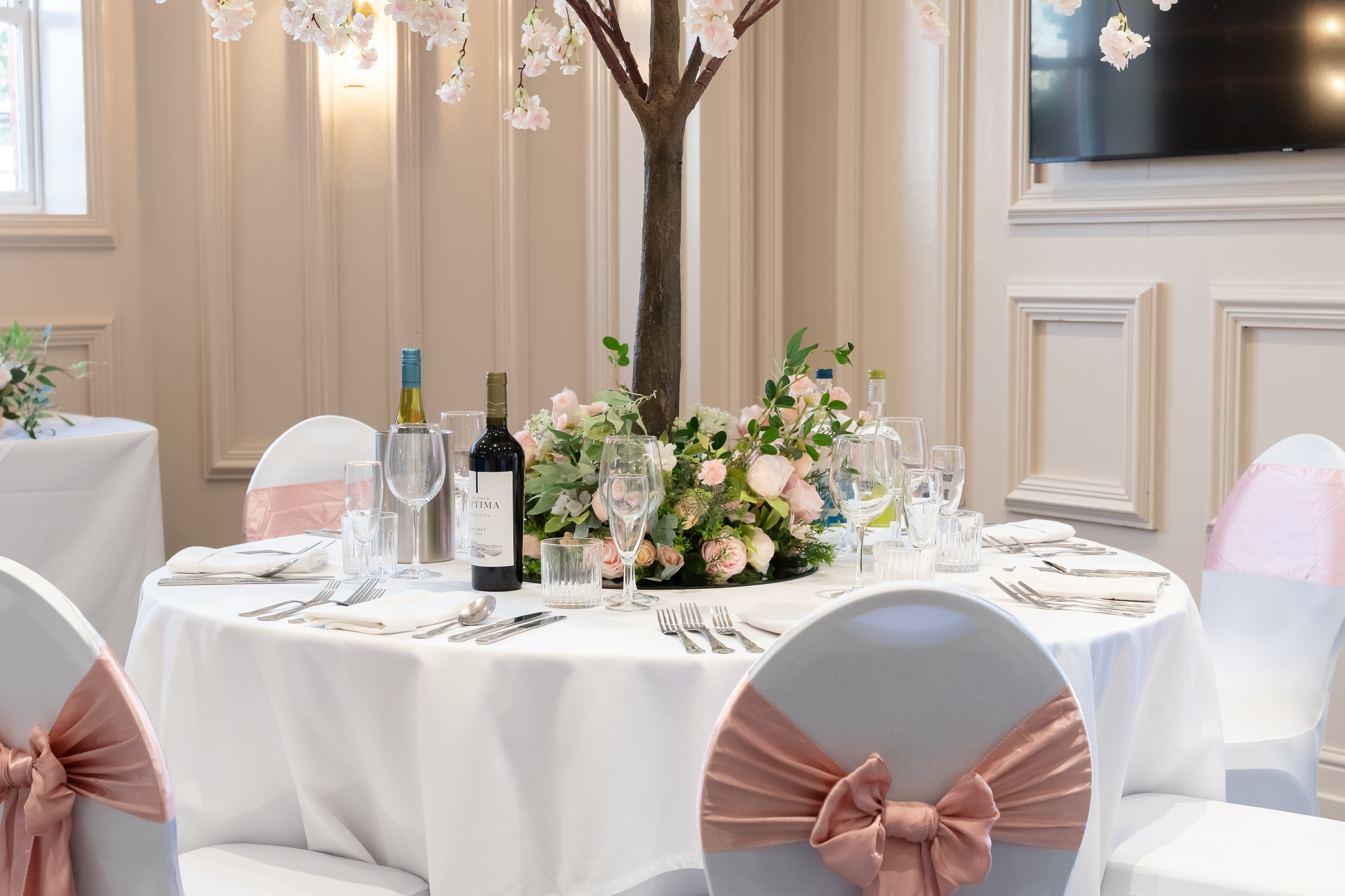 Close up of wedding table decor