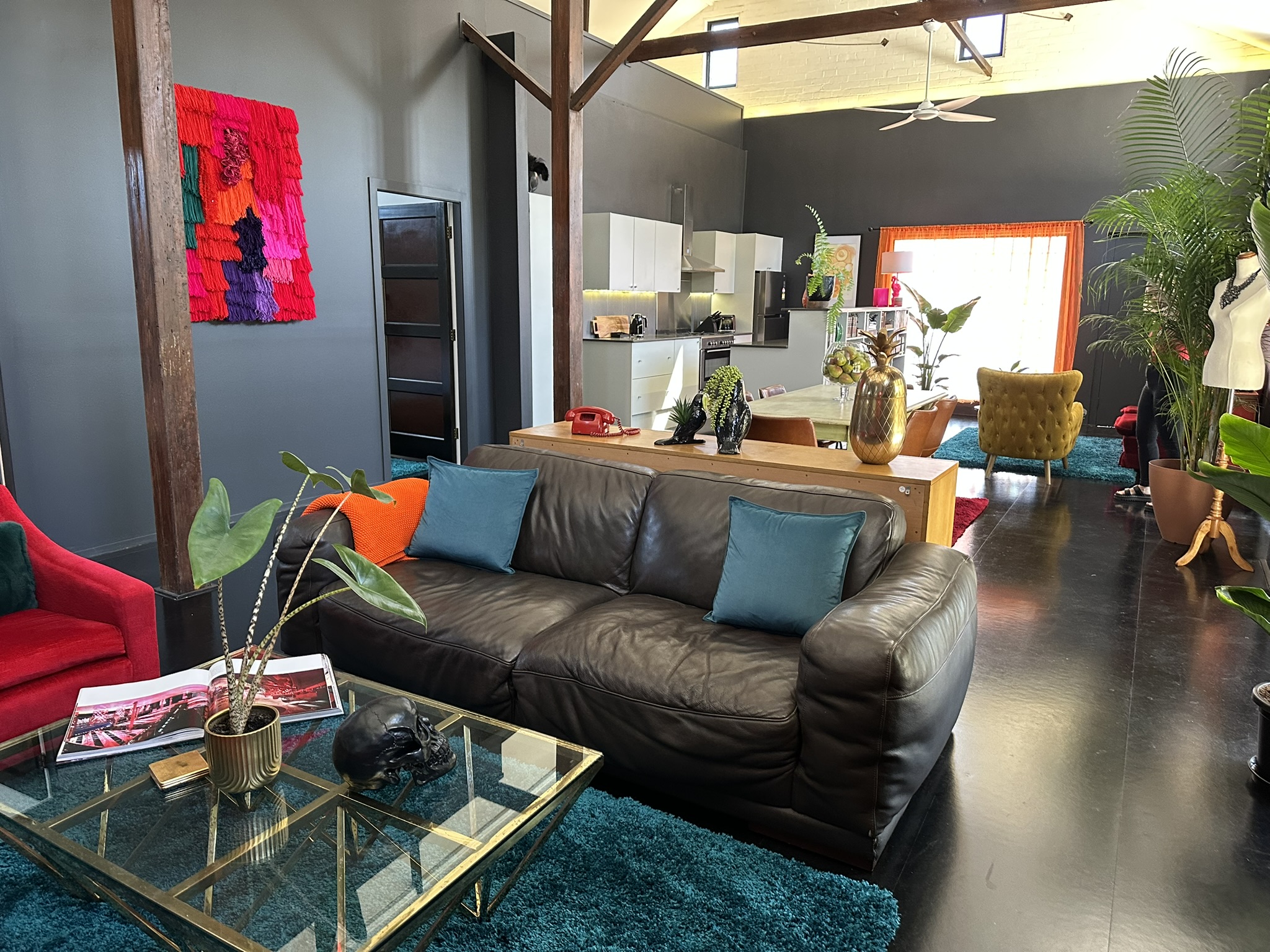 Lounge, dining, kitchen