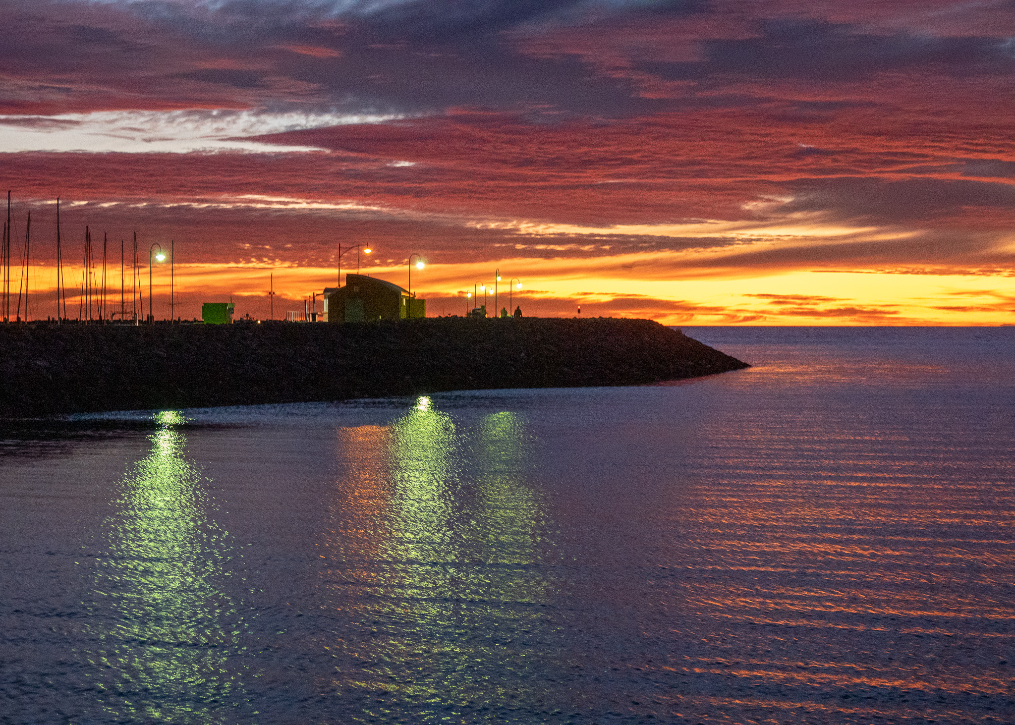 Dazzling sunrise over Port Vincent Marina