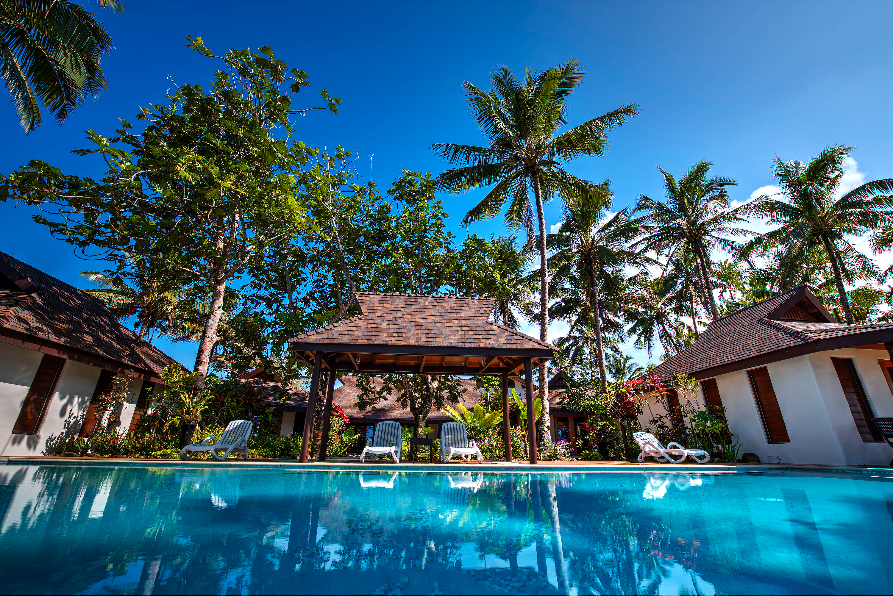 swimming pool infinity coral coast Fiji beachfront hotel