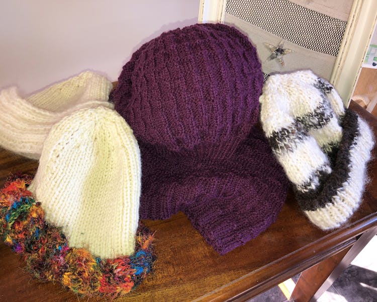 Handknitted Beanies in our East Coast Drift shop