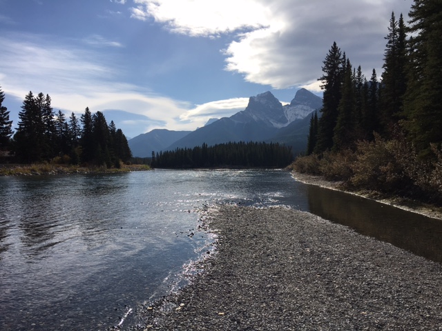 See the iconic Three Sisters Mountain overlooking Canmore, Alberta