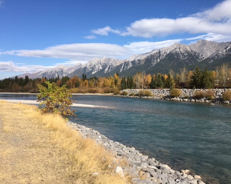 Hike or bike along the Bow River in Canmore and Banff