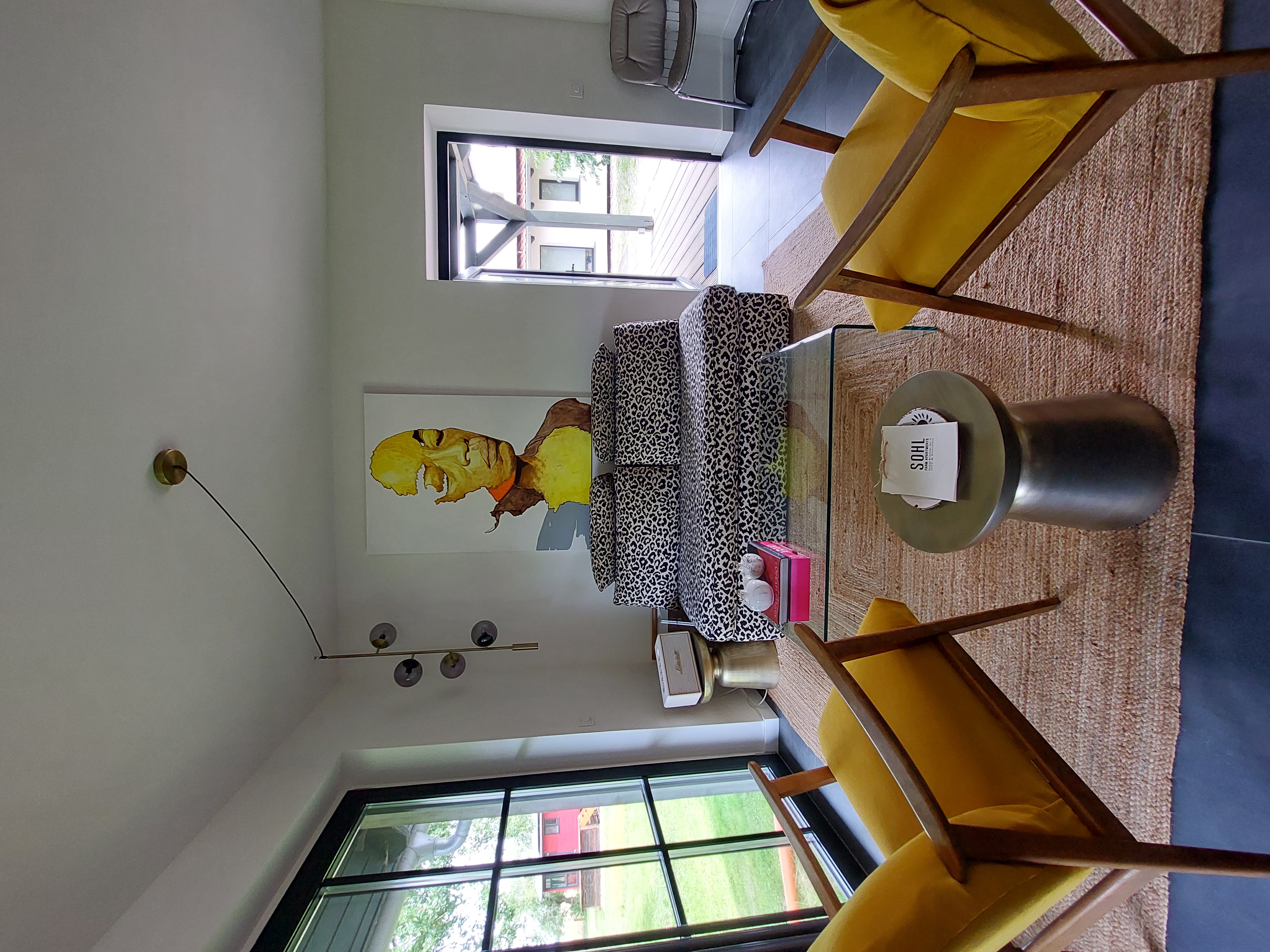 Apple Studio living room with private patio