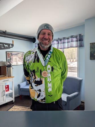 Guest at the Northwoods Motel who won his age group in the Fat Bike Birkie