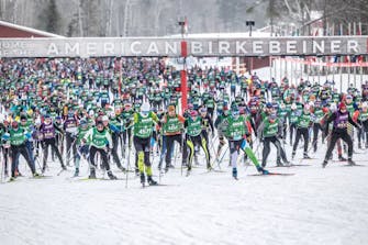 Photo: hundreds of skiers participating in the Birkie Photo Credit: American Birkebeiner Association