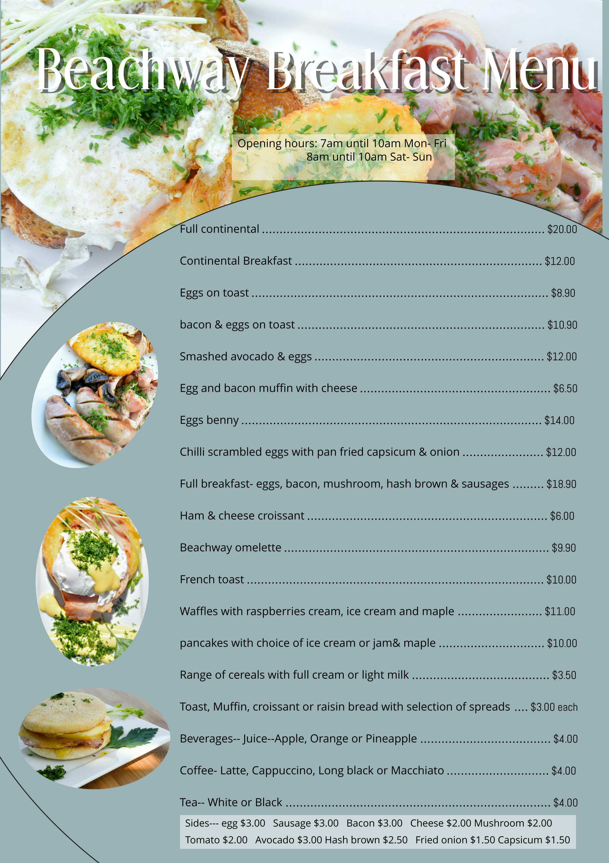 Restaurant Menu | Beachway Motel & Restaurant