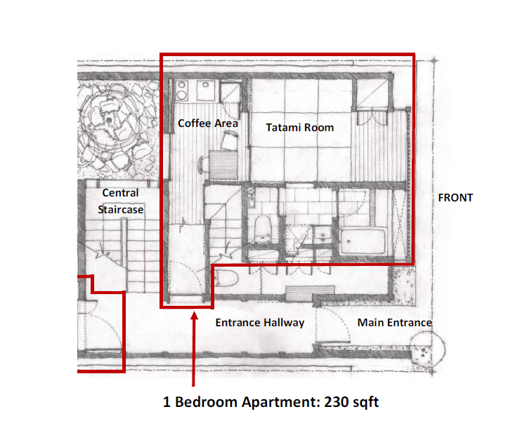 Shimaya Stays Komatsu Residences - 1F 1BR Layout