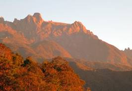 Early sunray painted the mountain in red