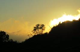 Sun raised in flames