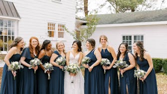 bridal party wedding photo at The Hunt House