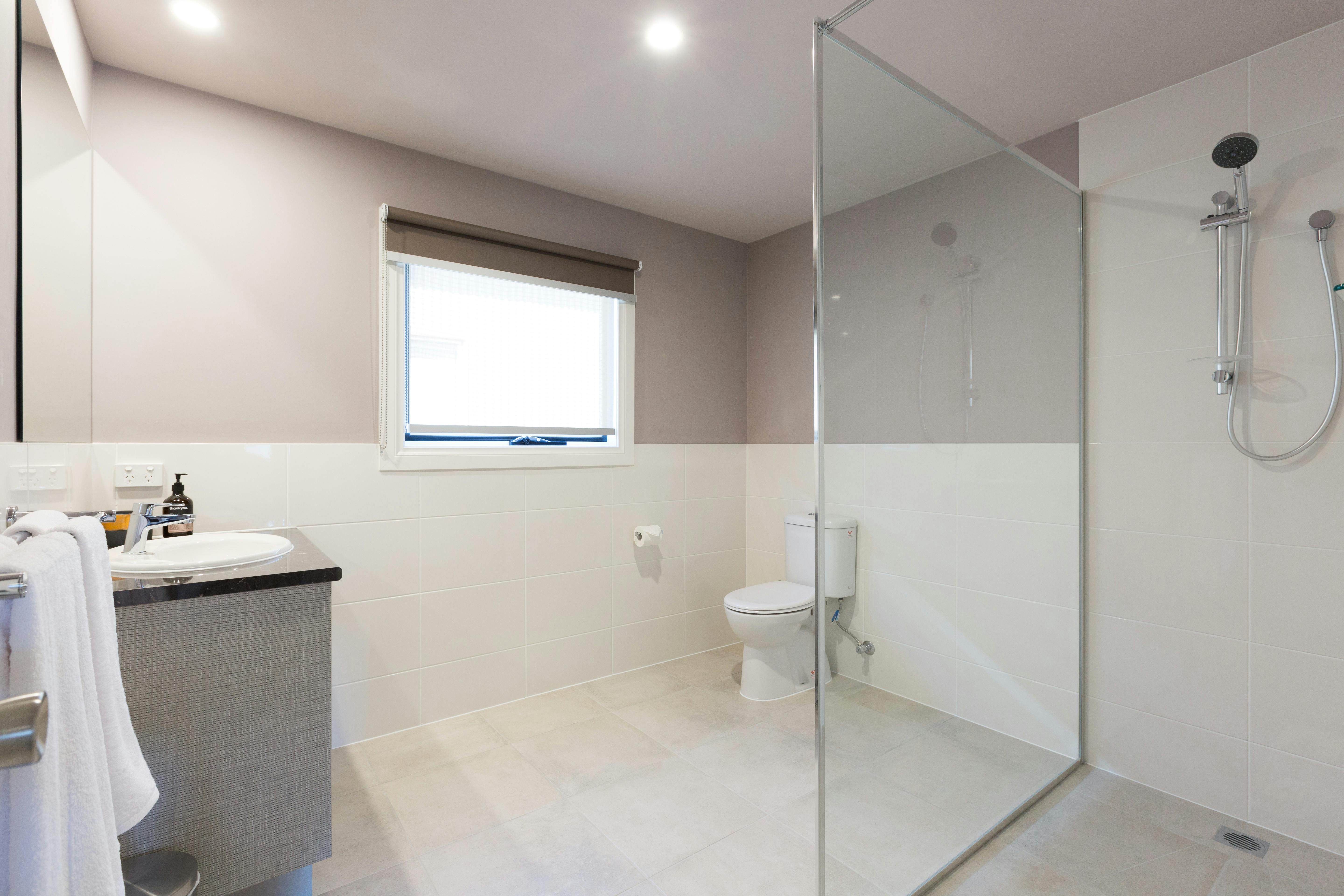 Large bathroom, shower and toilet in king suite